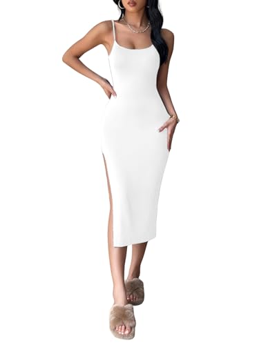 Image of Aahwan Black Solid Bodycon Midi Side Split Thigh Dress for Women's & Girl's