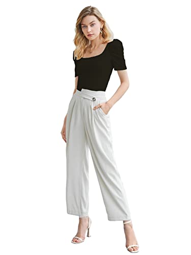 Image of Shasmi Women's & Girl's Polyester Pleated High Neck Short Puff Sleeve Ruched Bust Solid Regular Fit Top