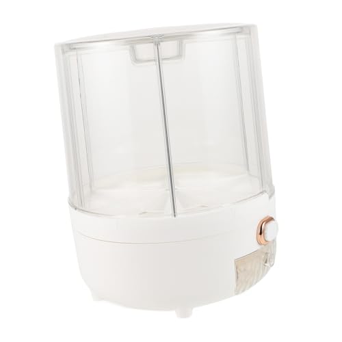 OKUMEYR Rotating Rice Dispenser with Compartments Airtight Grain Storage Container for Cereal Oatmeal Beans Transparent Organizer for Kitchen Use and Pantry Storage