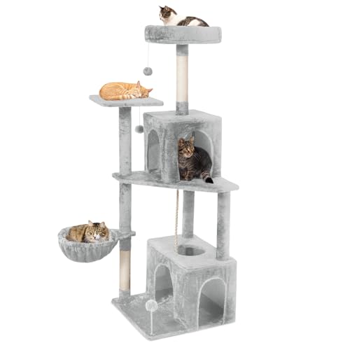 Torre para Gatos 54 Pulgadas con Hamaca y Rascadores
