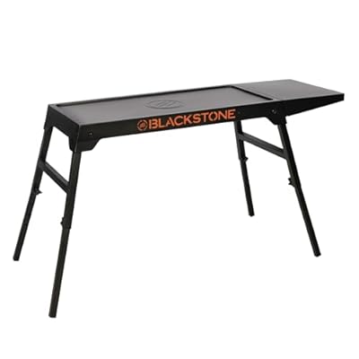 BLACKSTONE 5477 XL 17" and 22" Tabletop Griddle Stand, Adjustable Prep Table with Folding Legs and Side Shelf, Powder Coated Steel, Black