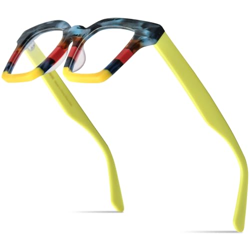 Image of HEPIDEM Matte Multicolor Acetate Glasses Frame Men Vintage Square Eyeglasses Optical Spectacles 9289