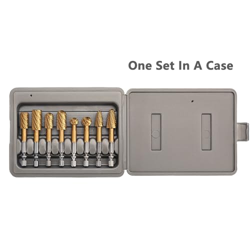 Image of 8Pack Carbide Burr Set (3 /8 & 1 /2 inch Diameter) with 1 /4 inch Hex Shank,Tungsten Carbide Rotary Burr Set for DIY Grinder Metal Wood Engraving Polishing Drilling Grinding Milling Cutting