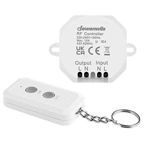 DEWENWILS Wireless Light Switch Kit 240V, No Wiring Required, Remote Control Light Switch for Lamp, 30M Range, Programmable, UKCA Certified, White Cover