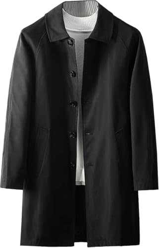 Maiyifu-GJ Mens Windbreaker Lapel Trench Coat Spring Fall Windproof Overcoat Casual Slim fit Single Breasted Long Jacket