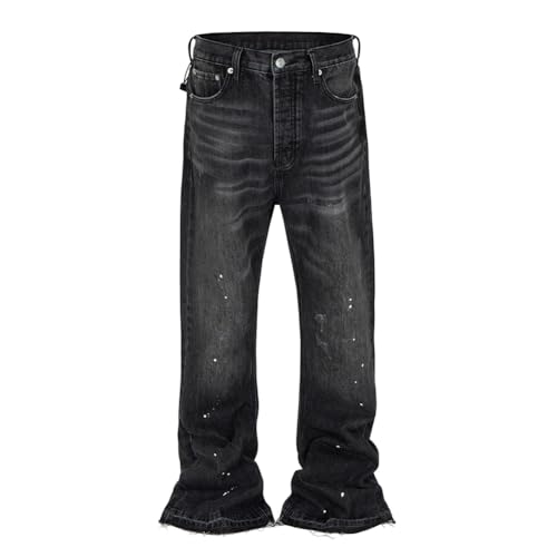 Streetwear Jeans Men Vintage Wide Leg Denim Pants Male Spot Print Jeans