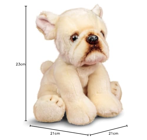 Animigos Plüschtier Französische Bulldogge, Stofftier im realistischen Design, kuschelig weich, ca. 23 cm groß, Grau