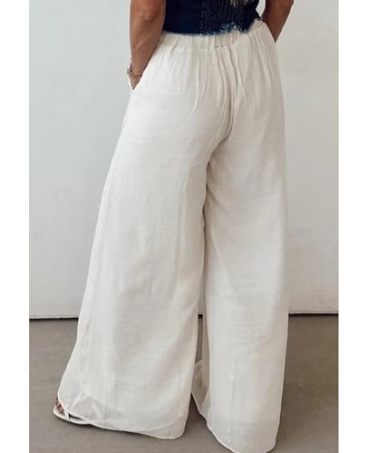 Wide Leg Pants for Women Casual Tie Waist Pleated Trouser 2025 Casual Flowy Loose Comfy Fit Lounge Pants with Pockets2