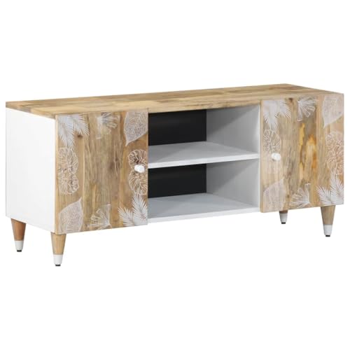 Vetnasa Mueble de TV Madera Maciza de Mango 105x33,5x46 cm Mobiliario, Armarios y Almacenamiento, Almacenamiento para CD y DVD Marrón 20,03 KG