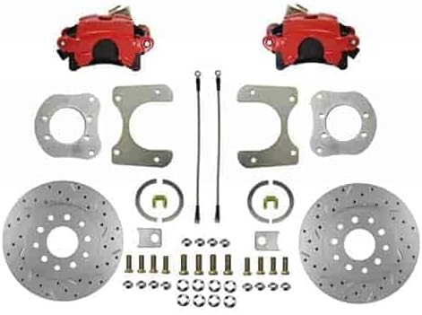 Kit de conversión de freno de disco trasero con pinzas rojas Maxgrip Xds Rotors - Dana 35, Dana 44, Chrysler 8-1/4