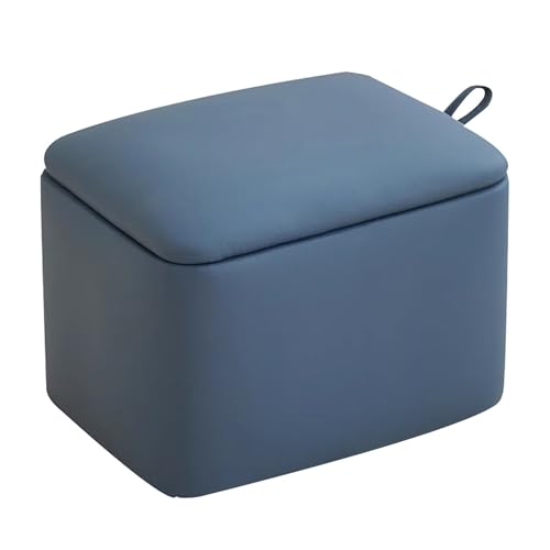 Repose-pieds avec poignée rembourrée bleu pour soulager les jambes et ranger le salon