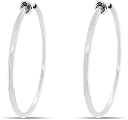 Aloha Earrings - Clip On Hoop Earrings for Women - Silver and Gold-Tone Brass Spring Hoops for Non-Pierced Ears
