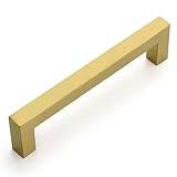 OYX 10 Pack 5 Inch Brushed Brass Cabinet Pulls Gold Drawer Pulls,Brass Pulls for Kitchen Cabinet Han