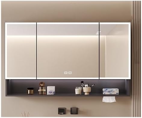 Wall-Mounted Bathroom Mirror Cabinet - 2 Door Storage Unit, Stylish White Wall Cabinet for Home, Apartment, Dorm, Boutique Hotel - 80x70cm/34.5x27.5in