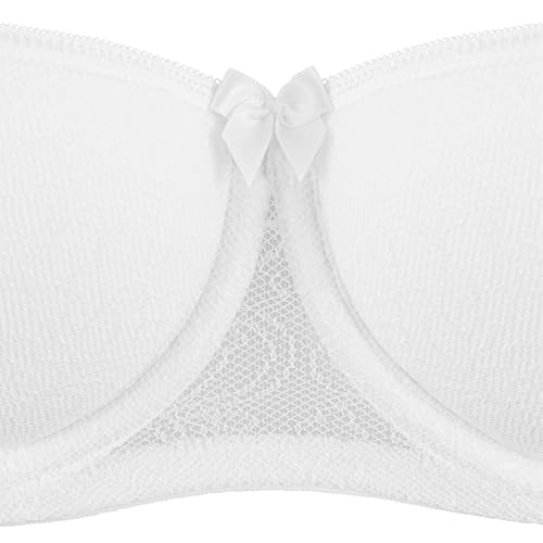 Image of Rosme Women's Balconette Bra with Push Up Effect Plus Size Sexy Lace Demi Half Cup Bra Underwired Low Cut Mesh Bras Grand