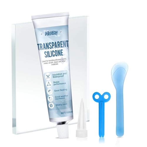 AllisWay Silicona Transparente, Pegamento para Cristal, Silicona Liquida Transparente, Pegamento Extrafuerte para Todo, Adecuado para Unir Materiales Como Plástico, Vidrio, Acrílico, silicona, etc