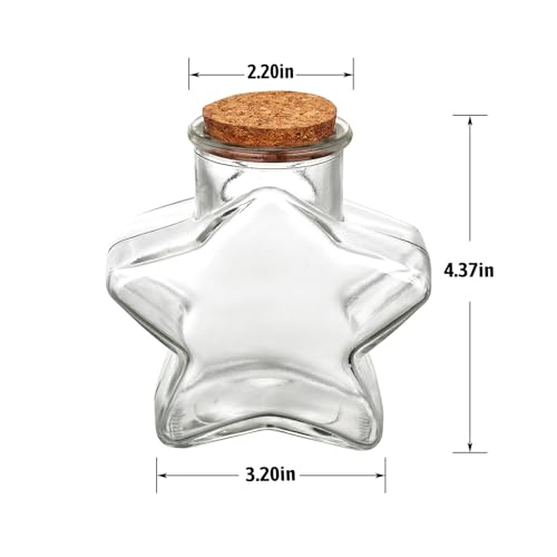 WHJY 2 pack 11oz Star Shaped Jar with Cork Lid Glass Star Jar for Home Decor ...