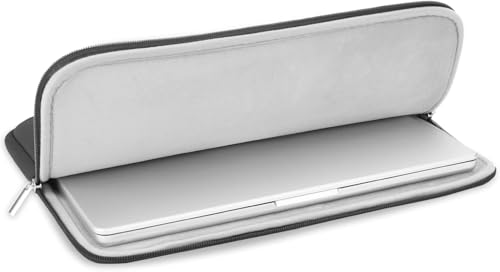 Image of Meyaar Sleeve for MacBook 16 inch, Compatible with MacBook Pro 16-inch M1 /M2 /M3 /M4 - Soft Padded Fur-Lined with Small Zipper Bag for Accessories (Grey, for MacBook 16 inch)