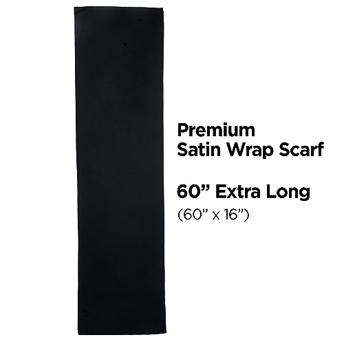 KISS COLORS & CARE Soft Satin Wrap Scarf - Black, Long Lasting, Multi-Purpose, Soft Premium Scarf For Minimizing Frizz, Preventing Breakage & Securing Hair Styles, Wigs & Weaves For All Hair Styles3