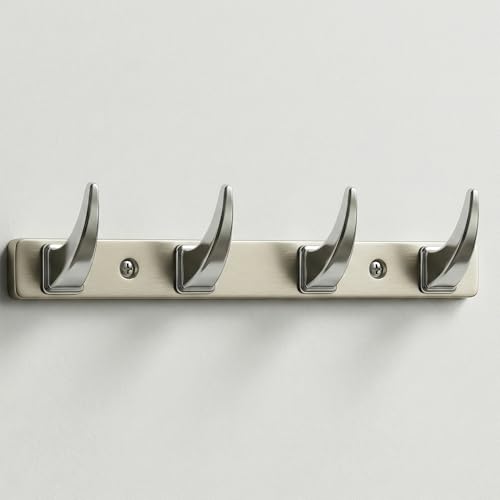 Image of 4 Hook Stylish Clothes Hanger for Wall /Clothes Hanging Hooks for Door /Wall Mounted Hanger for Clothes (CP with Satin) Pack of 3-| 3 Years Warranty |