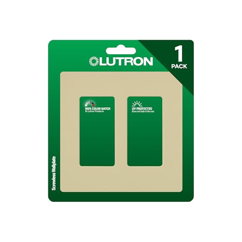 Image of Lutron Claro Light Switch Cover Plate, 2 Gang Wallplate, for Decorator Light Switches, Rocker Light Switch Cover, Outlet Cover, Screwless Switch Plate Cover, Gloss, CW-2-IV, Ivory