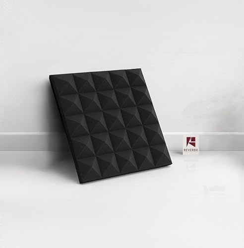 Image of Pyramid Acoustic Foam Panels (Pack of 1) - Compressed Packing - 12 inch X 12 inch X 2 inch, 38 Density | Acoustical Soundproofing for Studio, Theater etc | Echo & Reverb Absorption (Charcoal Black)