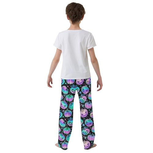 Halloween Galaxy Pumpkin Boys Long Pants Soft Trousers Elastic Waist Kids Lounge Bottoms with Pockets S-XL3