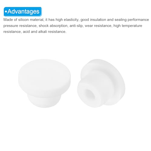 Image of MECCANIXITY 18pcs T-Shaped Silicone Plugs 16mm 5 /8 Inch Dia Snap in Plug Hole Seal Cover Round Rubber Stopper for Kitchen Rubber Bulkheads Waterproof Sealing Plugs White
