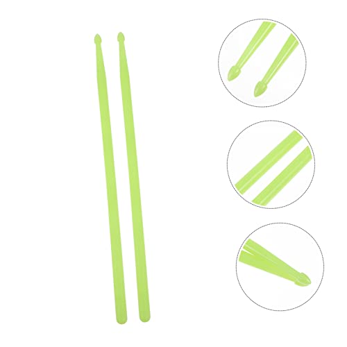 2 piezas de Baquetas de Nylon Verde Fluorescente con Luz LED para bateristas y percusión miniatura 3