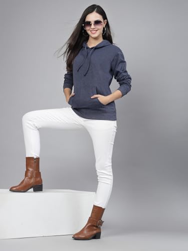 Image of Style Quotient Women Grey Hooded Oversized Sweatshirt