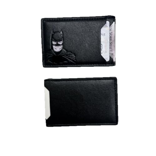 Leather Bat ID Wallet, Superhero Face Design Card Holder for Men, Women, Perfect Holiday Gift