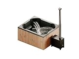 Finntherm Holz Badefass Oslo aus Thermoholz, Whirlpool, Hot Tub 170 x 200 cm, 8 Personen, inkl. Aluminium-Außenofen (27 kW), Schwimmbecken, Badebottich, Jacuzzi