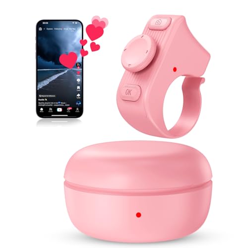 Image of [New Upgrade, Easy to Use] TikTok Scrolling Ring Remote Control, Camera Shutter Remote, Wireless Bluetooth Scrolling Ring for iPhone, iPad, iOS, Android - Light Pink