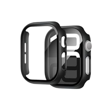 Capa Bumper Vidro Temperado compatível com relogio Apple Watch Series 7 41MM e 45MM (46MMPreto)