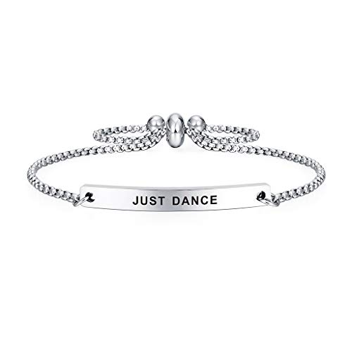 Dainty Cuff Bracelet - Just Dance - Meaningful Engraved Adjustable Bangle Bracelet - Encouragement Gift for Her2