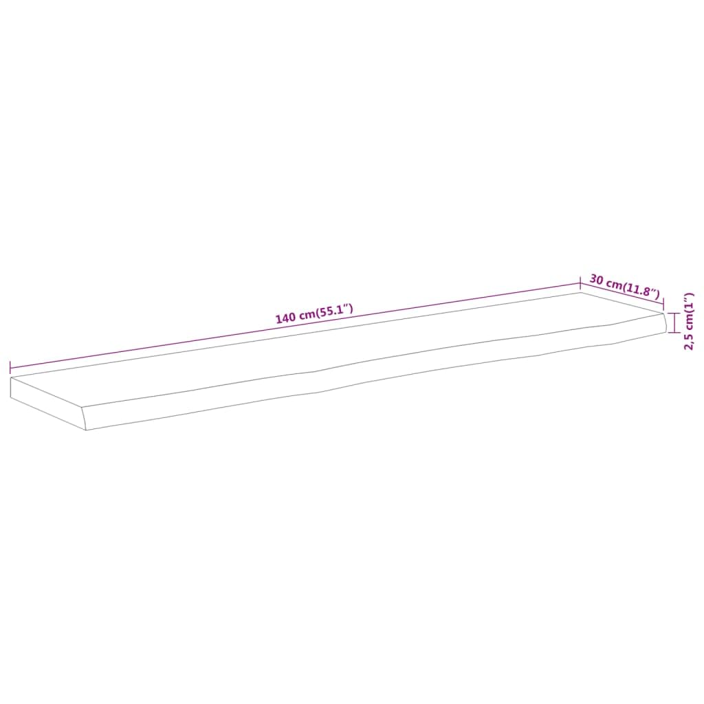 vidaXL Dessus de Table 140x30x2,5 cm rectangulaire Bois Massif Acacia