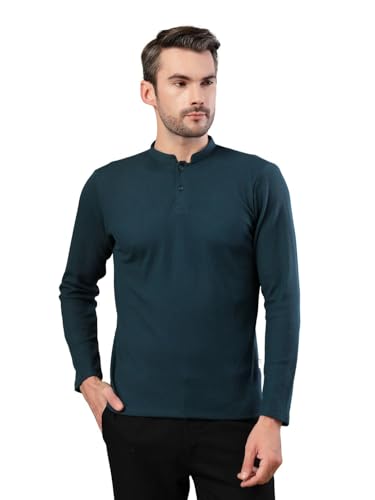 Image of Rigo Printed Casual T-Shirts for Men | Waffle Knit Solid T-Shirt for Men | Full Sleeves T-Shirts for Men