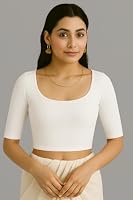 Crush It in Style &ndash; Stretchable Designer Blouse for Modern Divas (White, Plus Size 36-40)