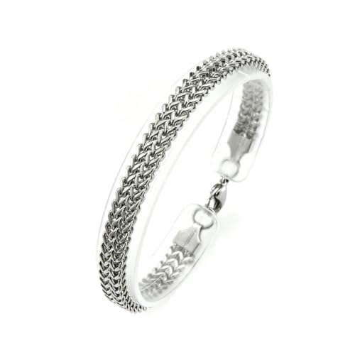 fycouyee Pulsera de escamas de pez cuadrada para hombre atmósfera dorada plata y pulsera negra