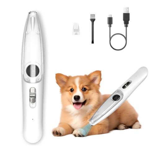 LYNNYUEN Dog Clippers for Grooming, Small Pet Trimmer for Paws & Face, Cordless Pet Paw Hair Trimmer with Vacuum Suction, Low Noise, Washable Blade, 2-Speed Rechargeable Dog Grooming Tool
