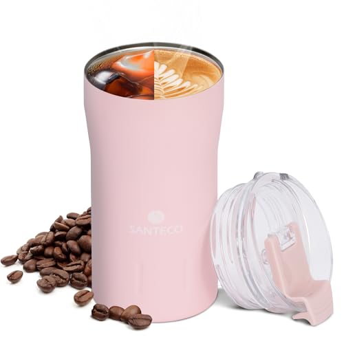 SANTECO Thermo Mug Tasse à café - Mug isotherme en acier inoxydable 350/500ml - Large ouverture pour boire facilement - Étanche - Idéal pour les voyages, le bureau, le sport - SANS BPA