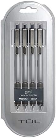TUL Retractable Gel Pens 0.7mm Medium Point, Black 4/pk