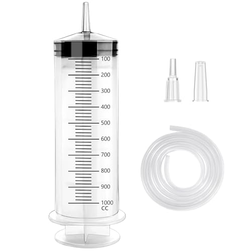 Große Spritze Mit Schlauch，ölabsaugpumpe 1000ml,handpumpe, wiederverwendbar Ölspritze für Bremsflüssigkeit,Getriebeöle,Kühlmittel,Motor,Ölabsauger Umfüllpumpe