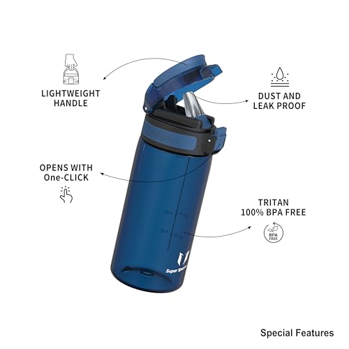 Super Sparrow Water Bottle, 500ml, TouchSip Bottle, BPA-Free, Non-Toxic, Eco-Friendly, Straw Tritan Bottles for Kids Sports - Image 3
