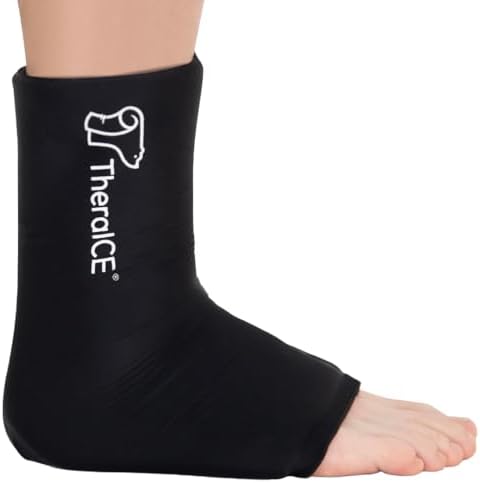 TheraICE Rx Ankle Ice Pack Wrap for Injuries/Reusable Ice Pack for Sprained Ankle Swelling/Cold Compression for Plantar Fasciitis, Achilles Tendonitis, Sore Feet, Heel Relief (X-Large)