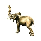 Hoement Estatua de Elefante Vintage de Latón Dorado, Adorno Decorativo Estable para Escritorio Diseño Retro y Tacto Cómodo Adecuado para Decoración de Interiores