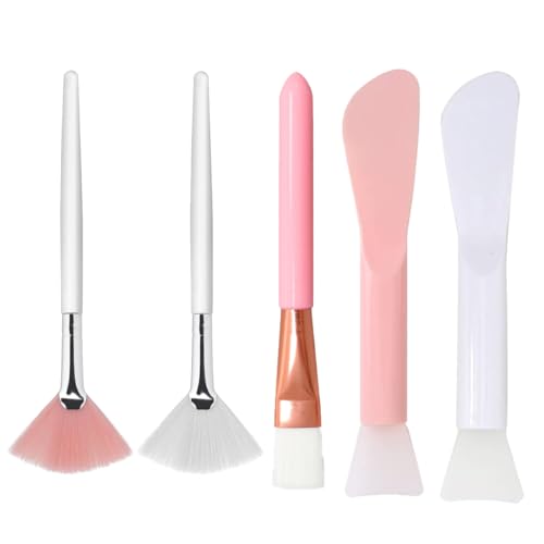 5 Pcs Brocha para Mascarilla Facial, Cepillo de Máscara Aplicador Facial de Silicona, Cepillos de Máscara de Abanico, Cepillos Aplicadores Facialesl