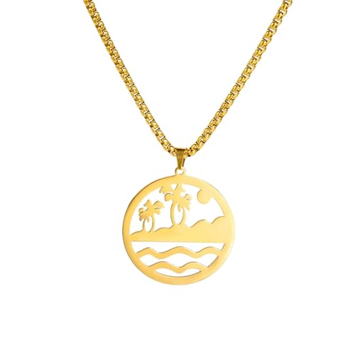 Bijoux masculins suspendus en pendentif rond cocotier exotique