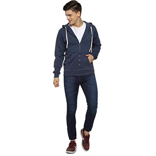 Image of Campus Sutra Men's Regular Fit Zipper Sweatshirt with Hoodie for Winter Wear | Full Sleeve | Cotton Sweatshirt | Casual Sweatshirt for Men|Western Stylish Sweatshirt for Man