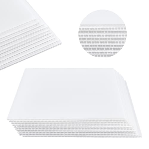 NBEADS 10 Sheets Corrugated Plastic Sheets 40.2x30.2cm Blank Yard Lawn Signs 4mm Thick Rectangle Corrugated Sign Board Plastic Fluted Sheets for Model Building and DIY Crafts White